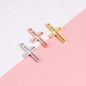 Wholesale Cross design Jewelry Charm Silver / Gold  / Rose gold stainless steel small Pendant charms for jewelry making