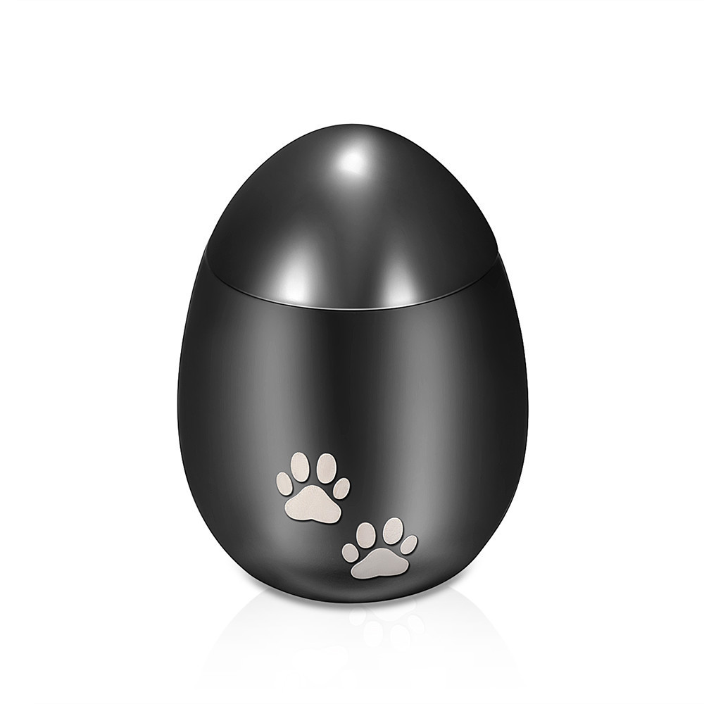 Keepsake jewelry Paw Print Stainless Steel Egg Shaped Cremation Ash Urn for Human Pet Ash Urn Necklace