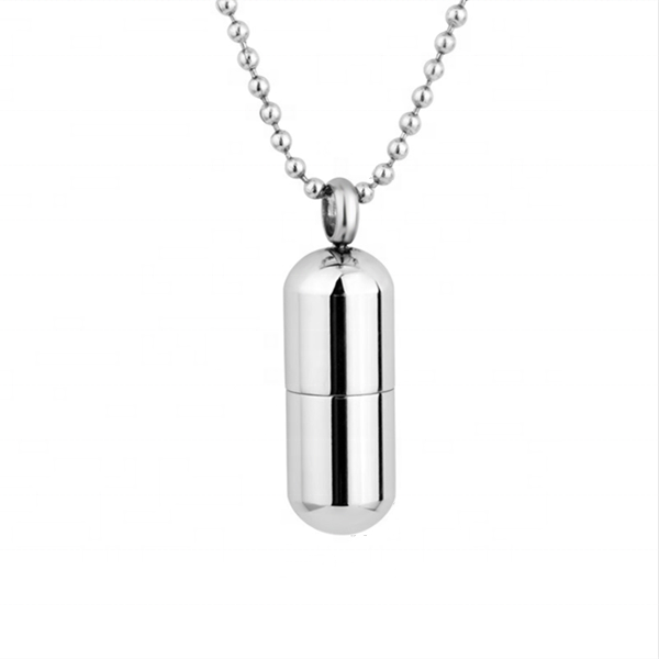 Bomei Jewelry Custom Stainless Steel Engraved Blank Removable Pill Capsule Pendant Necklace For Men Women