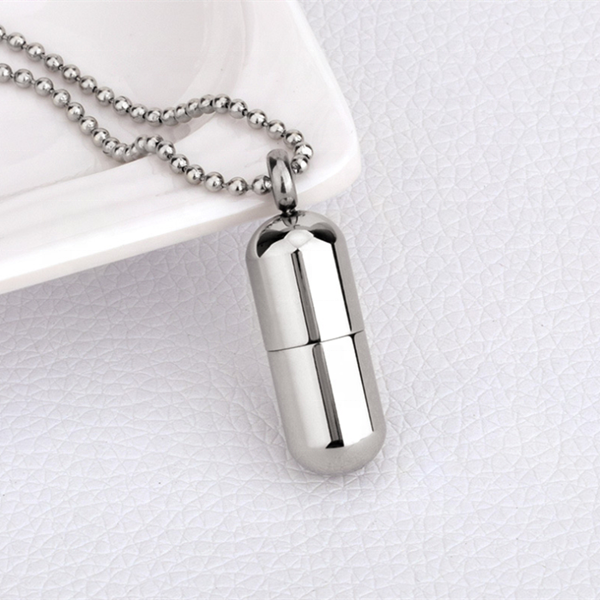 Bomei Jewelry Custom Stainless Steel Engraved Blank Removable Pill Capsule Pendant Necklace For Men Women