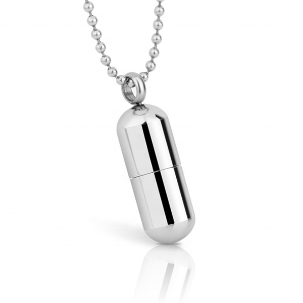 Bomei Jewelry Custom Stainless Steel Engraved Blank Removable Pill Capsule Pendant Necklace For Men Women