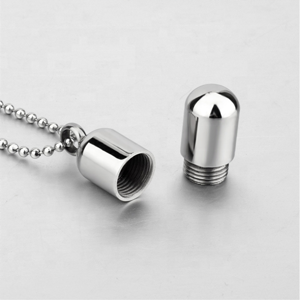 Bomei Jewelry Custom Stainless Steel Engraved Blank Removable Pill Capsule Pendant Necklace For Men Women