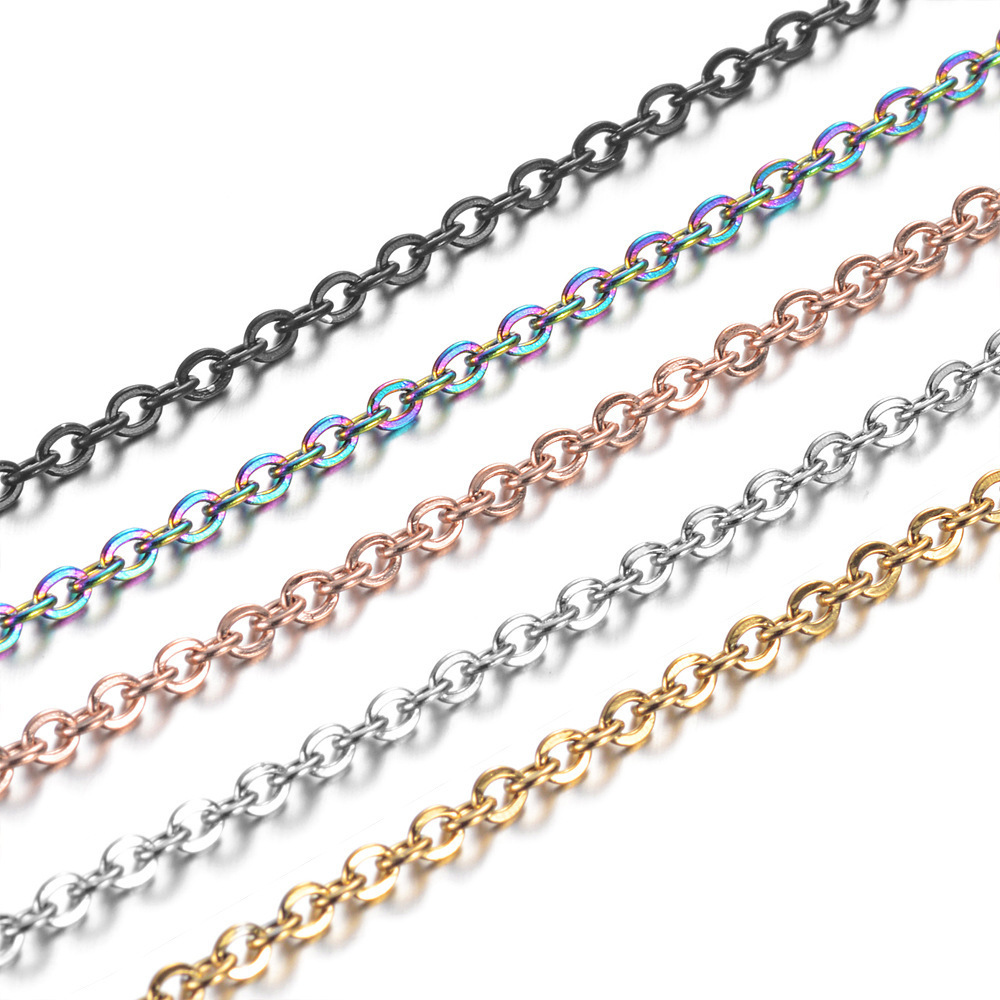 Wholesale various size Silver / gold / rose gold / black / rainbow / O shaped necklace chain 316L stainless steel chain necklace