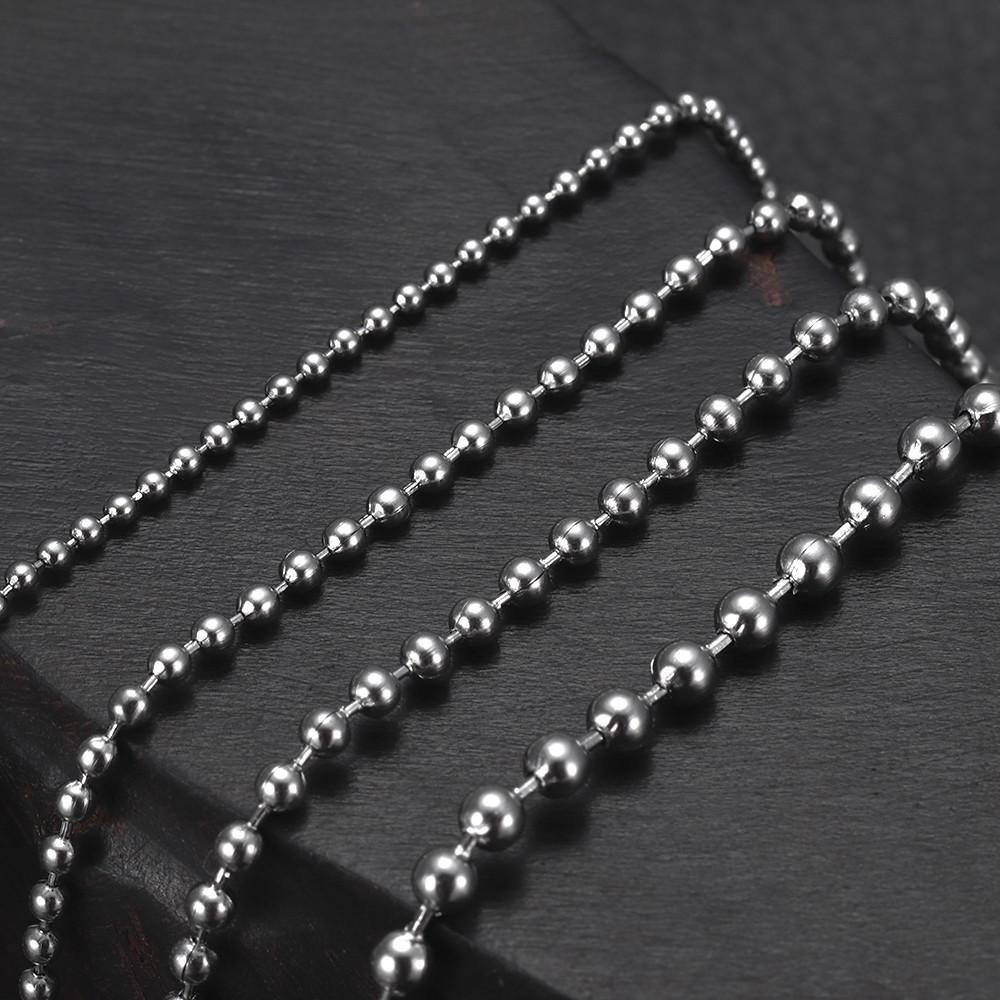 Wholesale 1.5mm / 2.0mm / 3.0mm / 4.5mm / 6.0mm / 8.0mm ball necklace chain 316L stainless steel chain necklace for pendant