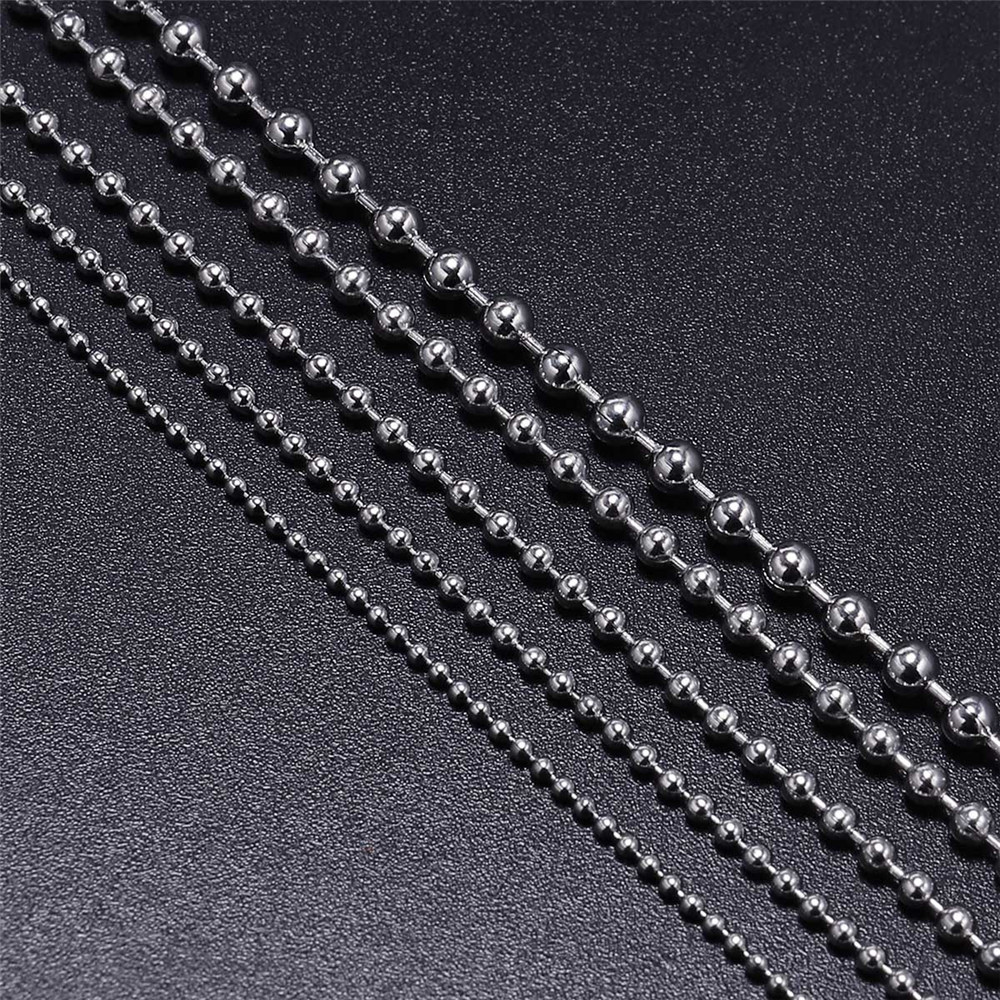 Wholesale 1.5mm / 2.0mm / 3.0mm / 4.5mm / 6.0mm / 8.0mm ball necklace chain 316L stainless steel chain necklace for pendant