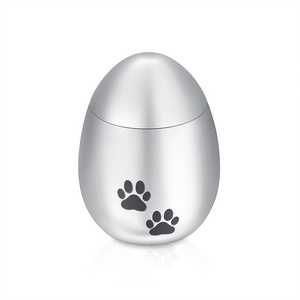 Keepsake jewelry Paw Print Stainless Steel Egg Shaped Cremation Ash Urn for Human Pet Ash Urn Necklace