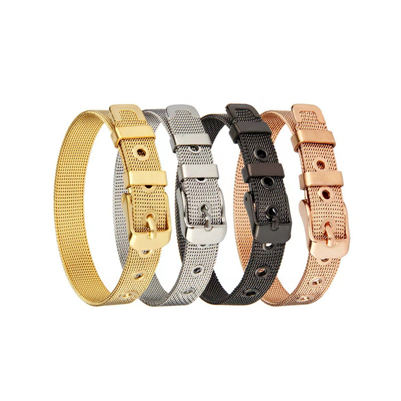 Fashion Stainless Steel Mesh Belt Bracelet 8mm / 10mm / 12mm Adjustable Italian Milanese Strap Belt watch Mesh Belt Bracelet