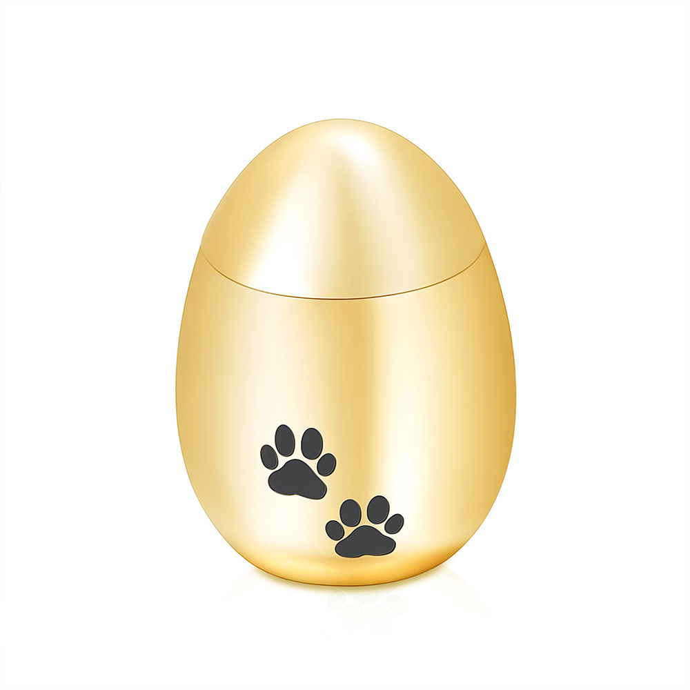 Keepsake jewelry Paw Print Stainless Steel Egg Shaped Cremation Ash Urn for Human Pet Ash Urn Necklace