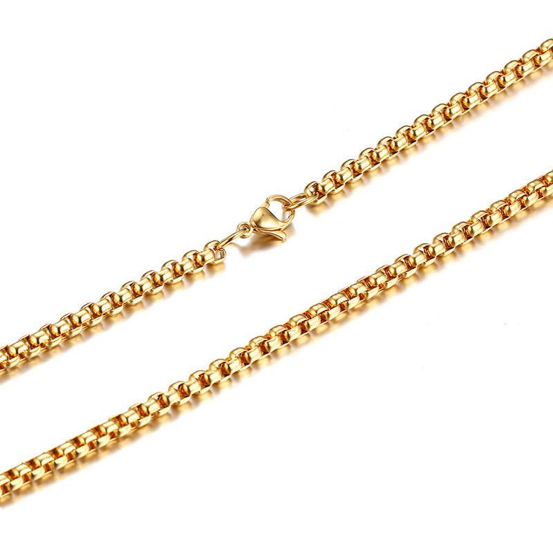 Wholesale 24inches gold rolo chain necklace 316L stainless steel 2.5mm square rolo necklace chain for jewelry making