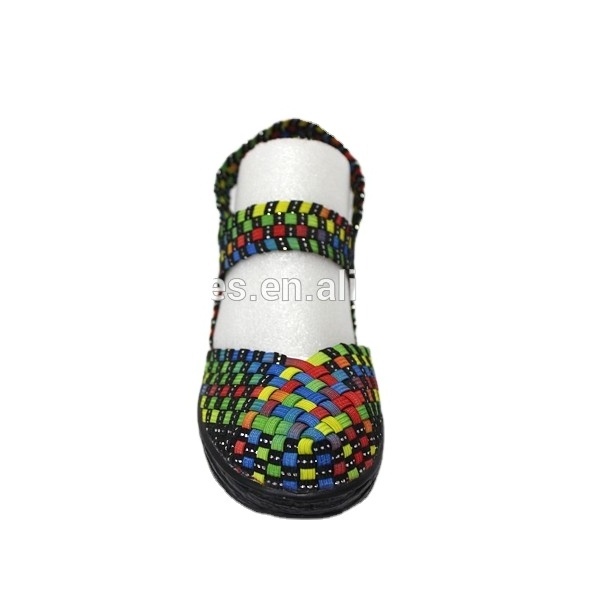 Customized 2022 high heels flat outdoor women's black woven shoes casual sandals