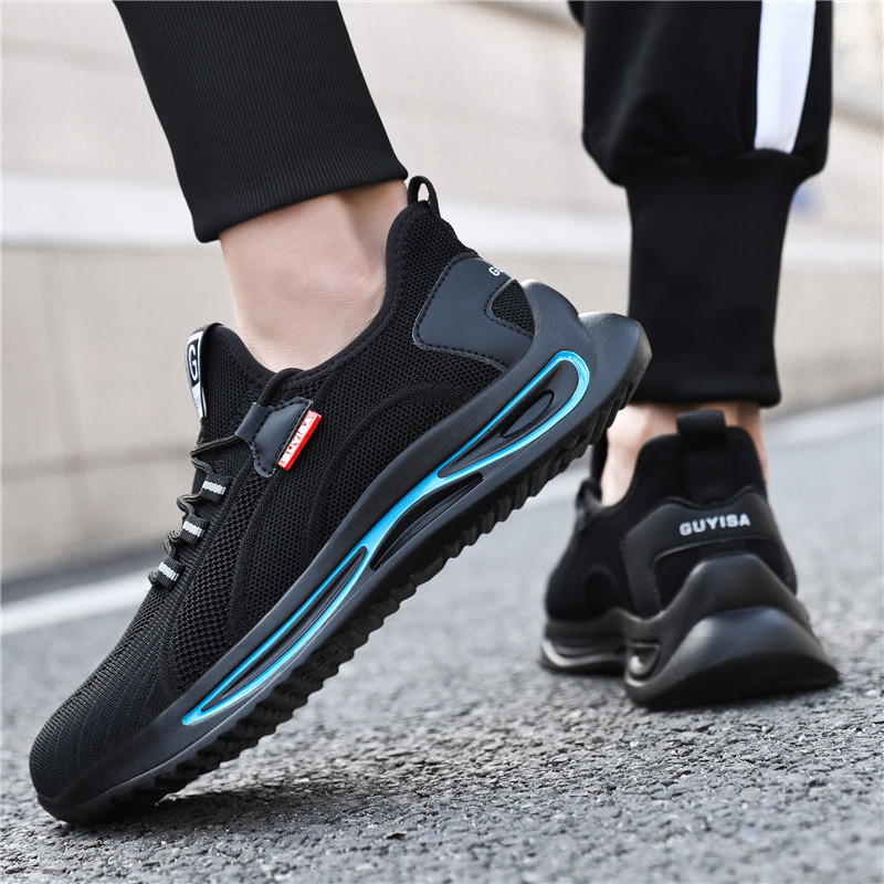 Puncture-proof lightweight safety working shoes men women anti-smashing steel toe running shoes sneakers for workshop