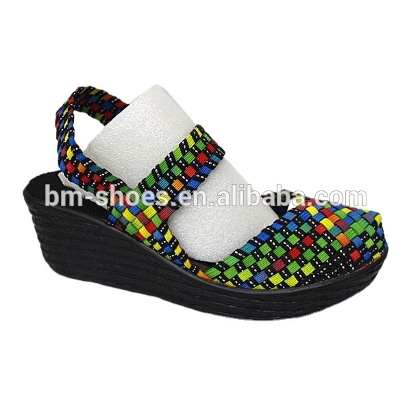 Customized 2022 high heels flat outdoor women's black woven shoes casual sandals