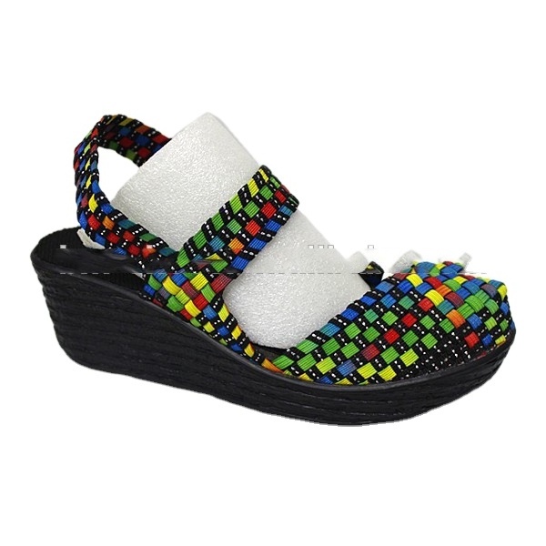 Customized 2022 high heels flat outdoor women's black woven shoes casual sandals