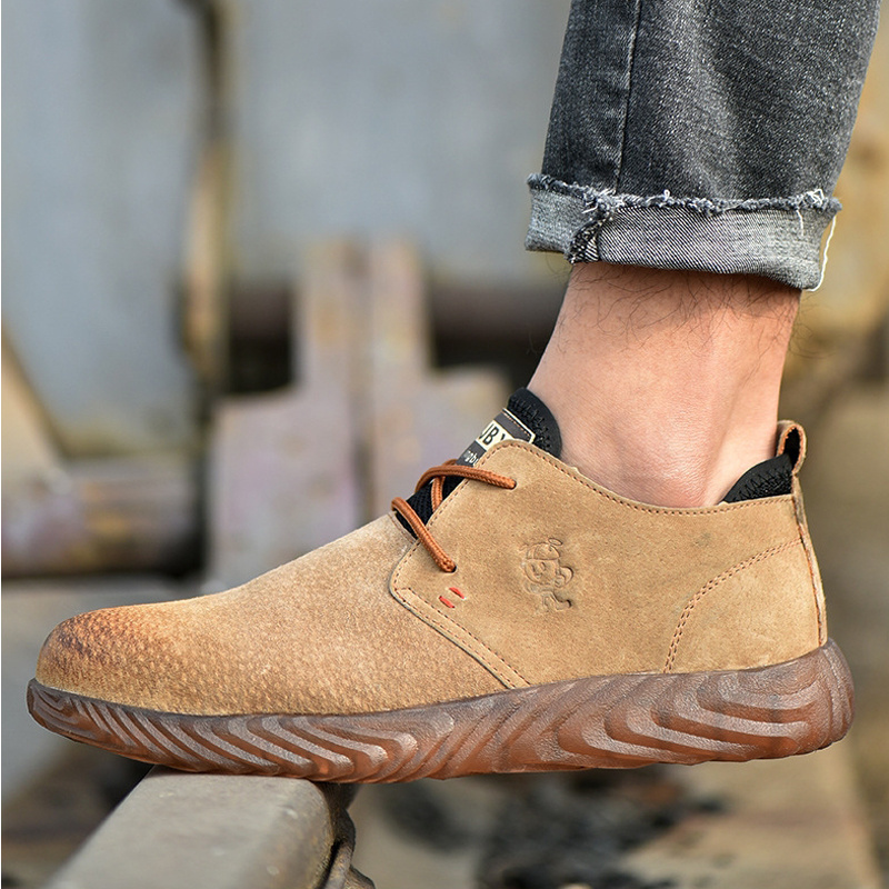 Handmade wholesale latest loafer casual leather moccasin men shoes anti-smashing steel toe safety shoes