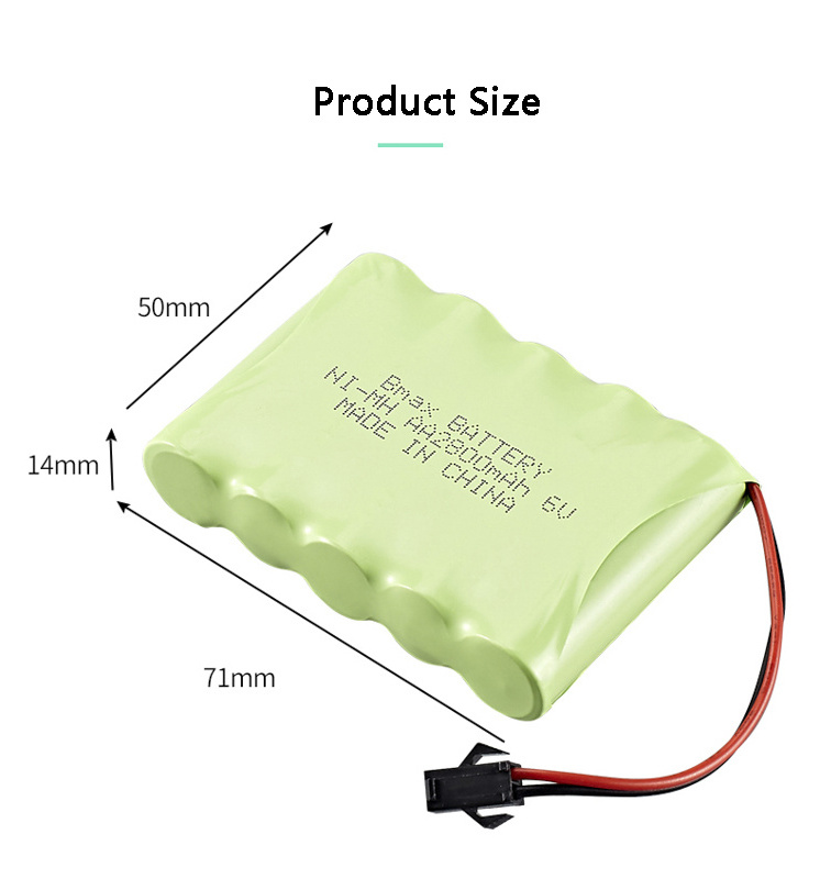 High Capacity NiMH Battery Pack AA 6V 2800mAh Battery with male SM 2P Plug for RC Cars and Trucks Rechargeable Batteries