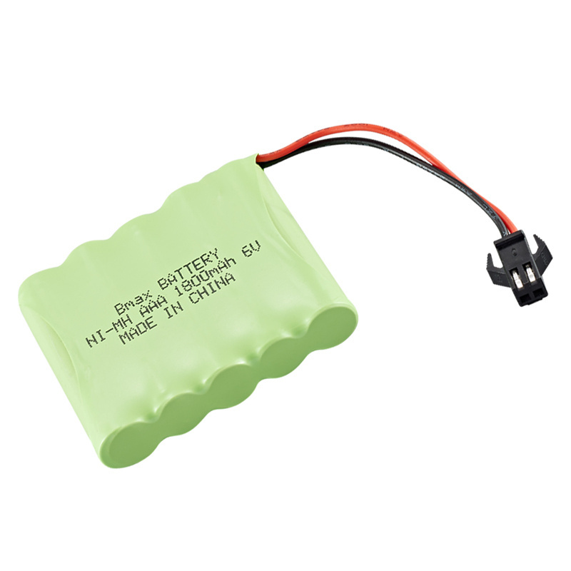 High Capacity NiMH Battery Pack AAA 6V 1800mAh Battery with male SM 2P Plug for RC Cars and Trucks Rechargeable Batteries