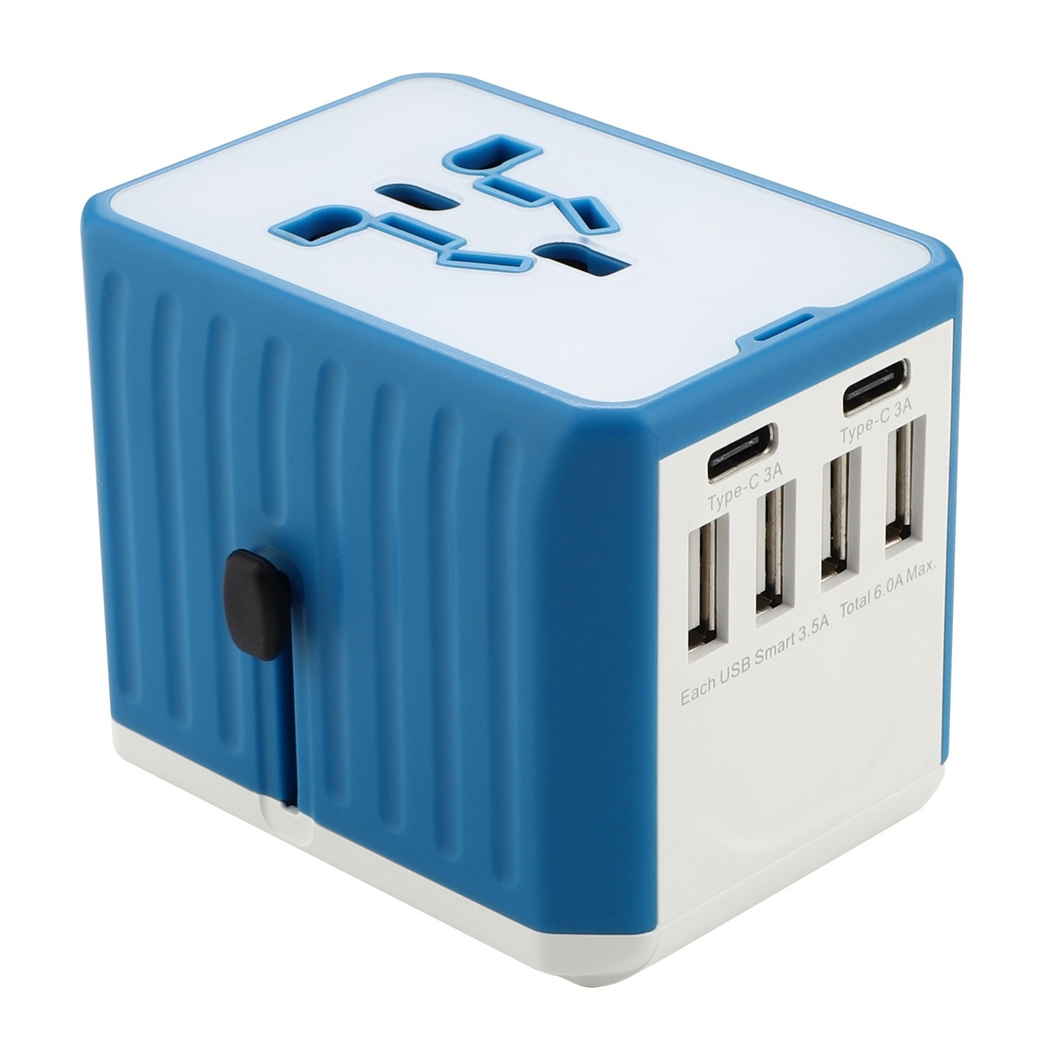 Universal travel adapter Custom EU UK AU AUS Socket 4 USB 2 Type C Factory Direct 5V 6A Wall Charger Travel Adapter