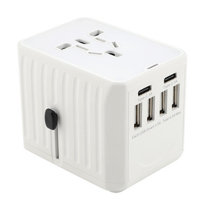 Universal travel adapter Custom EU UK AU AUS Socket 4 USB 2 Type C Factory Direct 5V 6A Wall Charger Travel Adapter