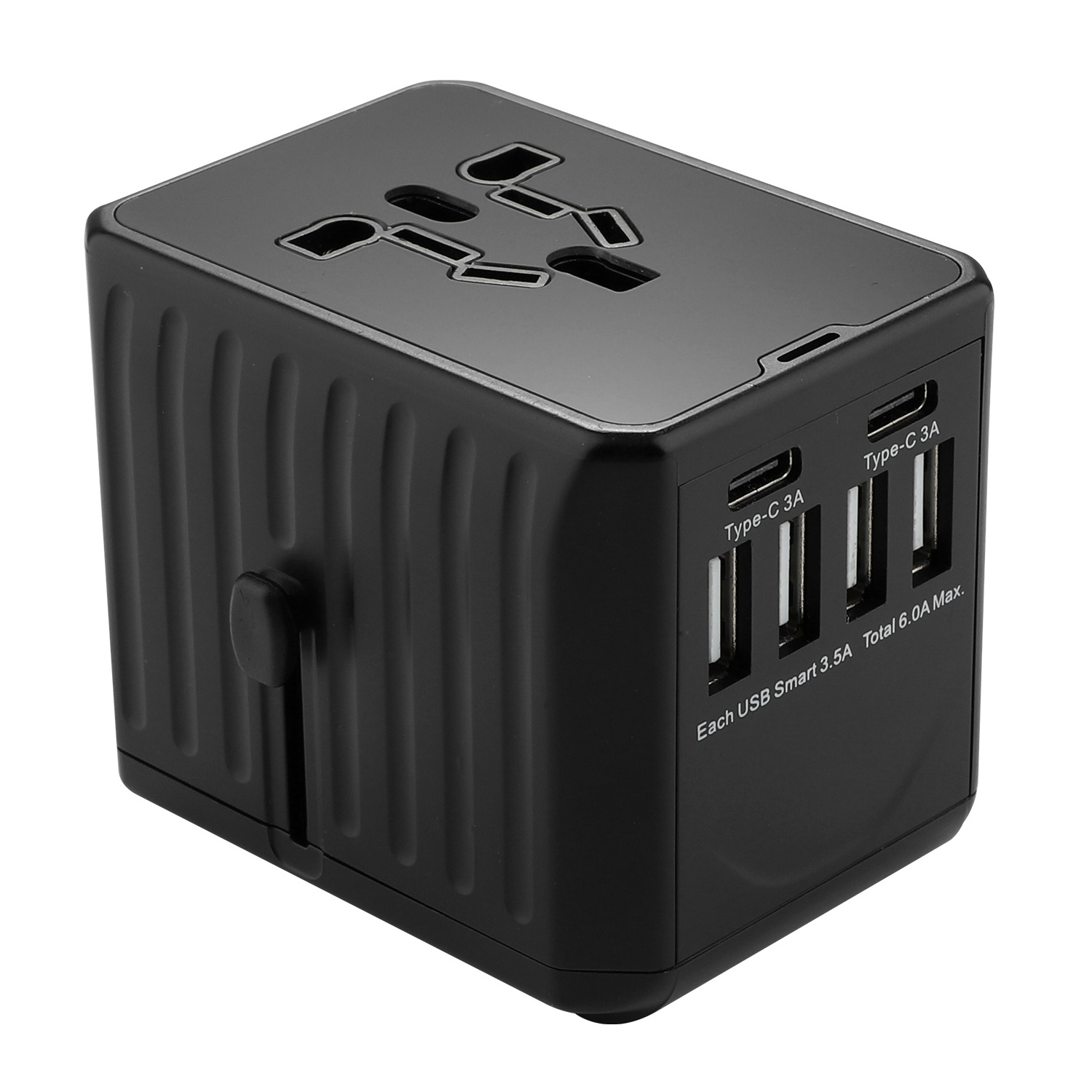 Universal travel adapter Custom EU UK AU AUS Socket 4 USB 2 Type C Factory Direct 5V 6A Wall Charger Travel Adapter