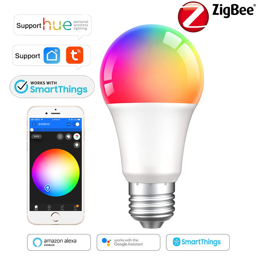 Zigbee smart bulbs with faster connection Google Alexa RGB smart things E27 APP and voice control dimmable LED lights