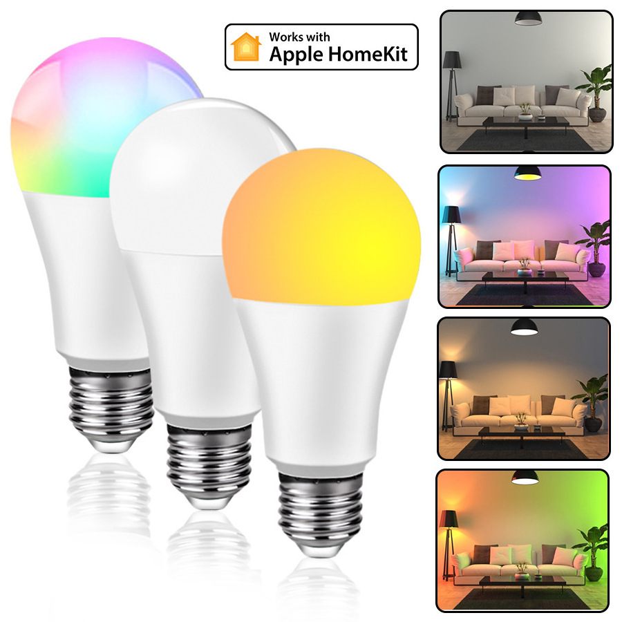 Homekit smart home bulb 12W 15W 18W RGB CW WW WiFi support 1000lm dimmable LED bulb light E27 lamp base smart home led light