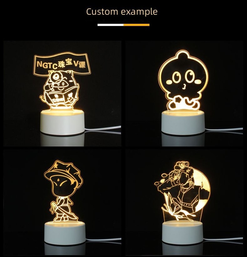 Creative Custom logo  LED small night light 3D cartoon USB bedside desk lamp table lamp Holiday gift Kid's Room Night Light