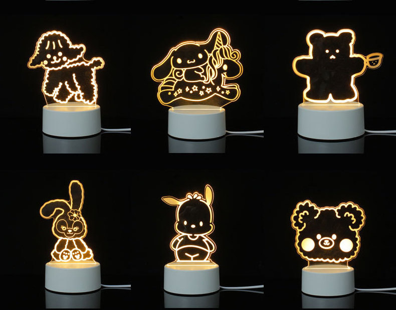 Creative Custom logo  LED small night light 3D cartoon USB bedside desk lamp table lamp Holiday gift Kid's Room Night Light