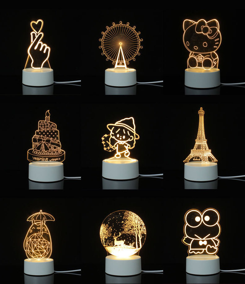 Creative Custom logo  LED small night light 3D cartoon USB bedside desk lamp table lamp Holiday gift Kid's Room Night Light