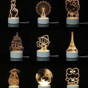 Creative Custom logo  LED small night light 3D cartoon USB bedside desk lamp table lamp Holiday gift Kid's Room Night Light