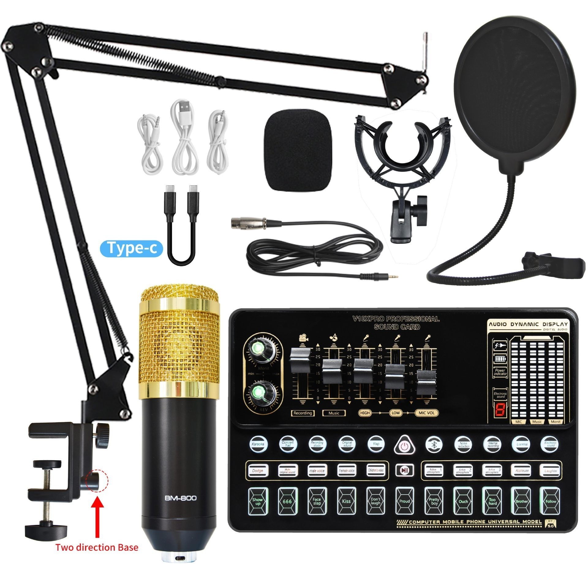 Sound Card Set Live Streaming Usb Sound Card With Microphone Studio Recording Equipment Condenser