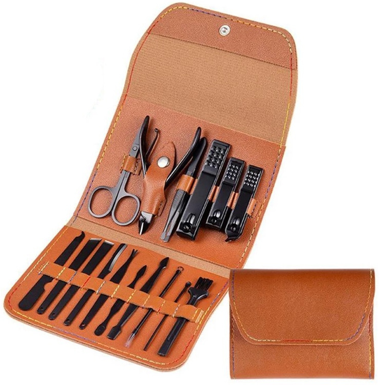 High-grade Stainless Steel + Carbon Steel + Pu Manicure Nail Scissors Set 10-piece Set Ear Scoop Pedicure Nail Set