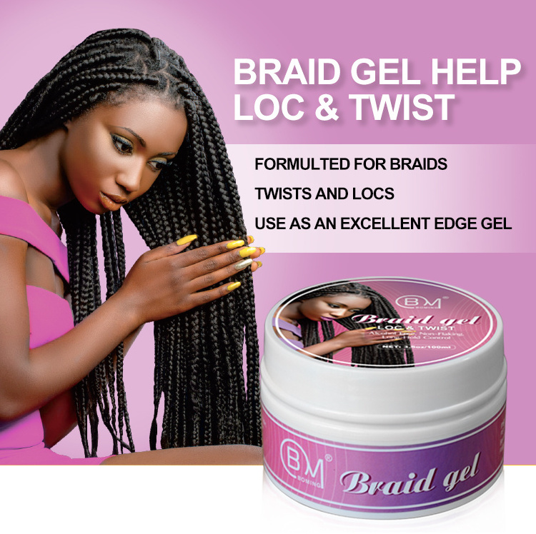 Non flaking private label braid in loc gel custom all day locks 4c neat braid gel extra hold