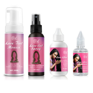 Private label waterproof wig hair lace glue and remover fast dry lace tint spray mousse hair extension tools