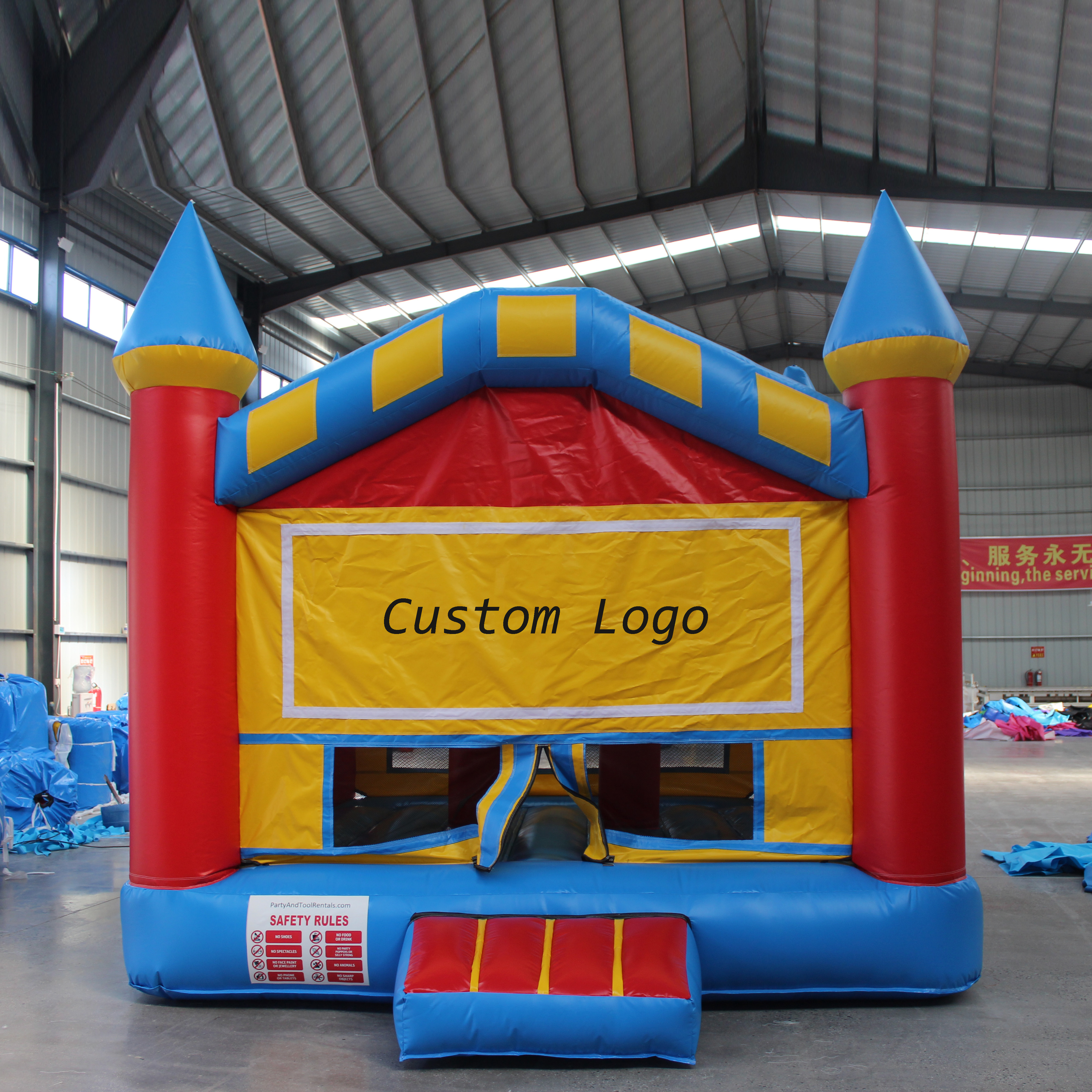 inflatable bouncer fabric bouncy red yellow inflatable oxford bouncer bounce house 15 *15 for sale