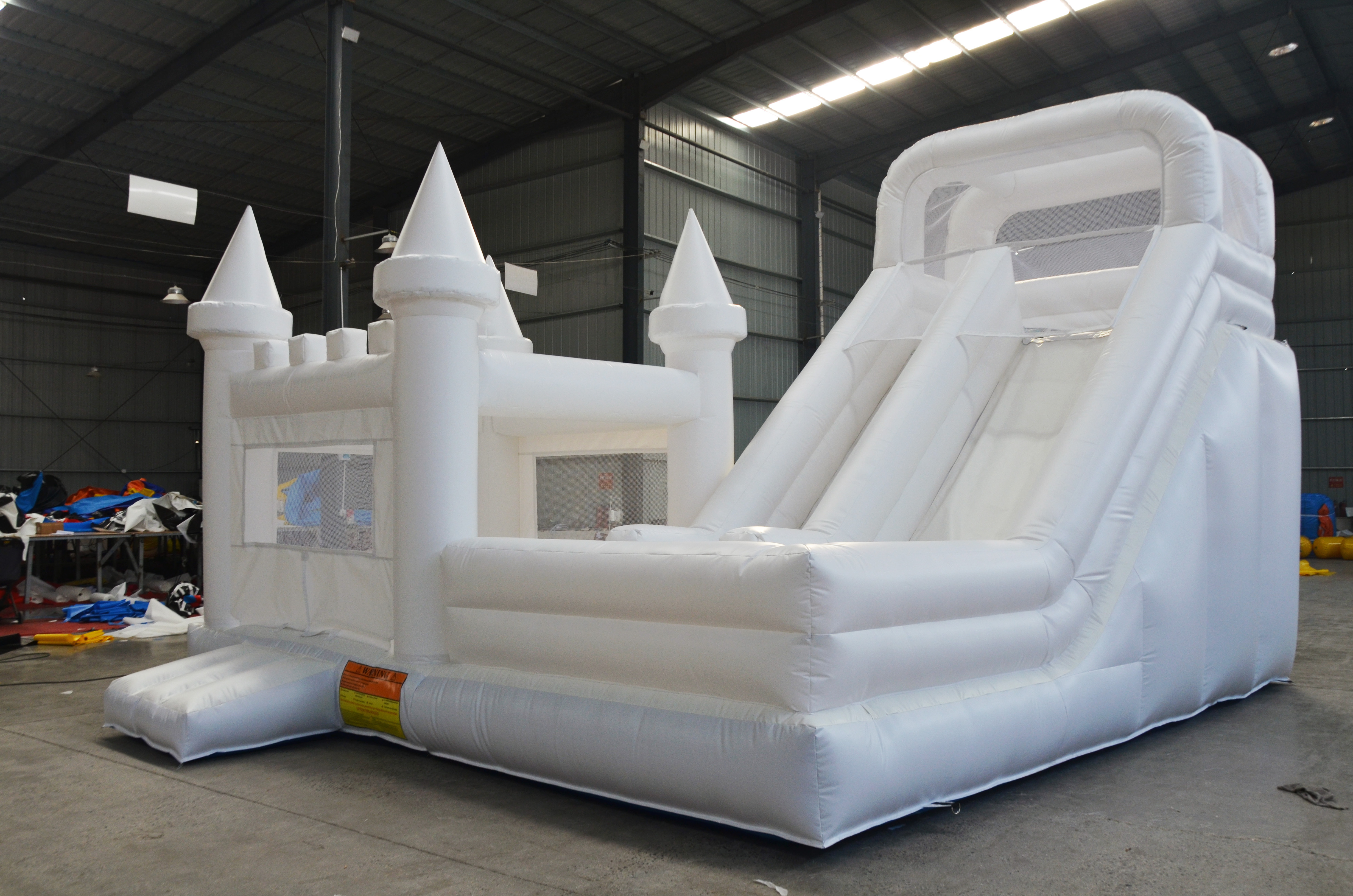 Commercial White Bounce House 13x13 Slide for Toddler and Kids Inflatable White Bouncy Castle for Wedding