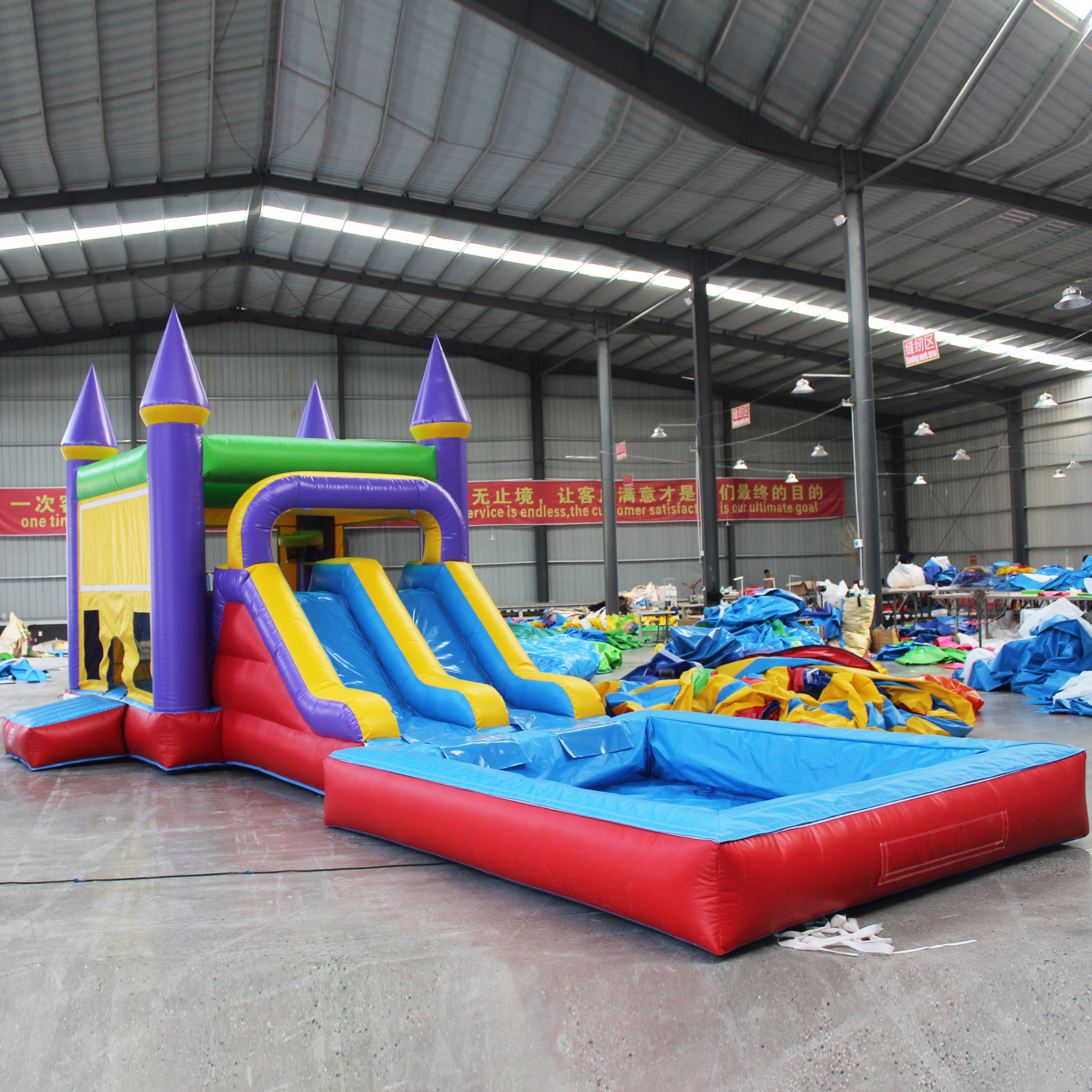 Commercial Inflatable Climbing Wall With Slide Giant Inflatable  Slide For Adult Cowboy Obstacle Course Bouncer