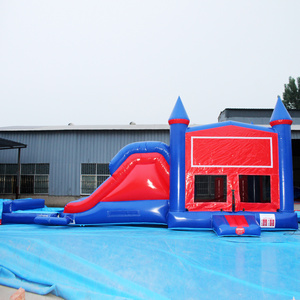 Commercial Inflatable Climbing Wall With Slide Giant Inflatable  Slide For Adult Cowboy Obstacle Course Bouncer