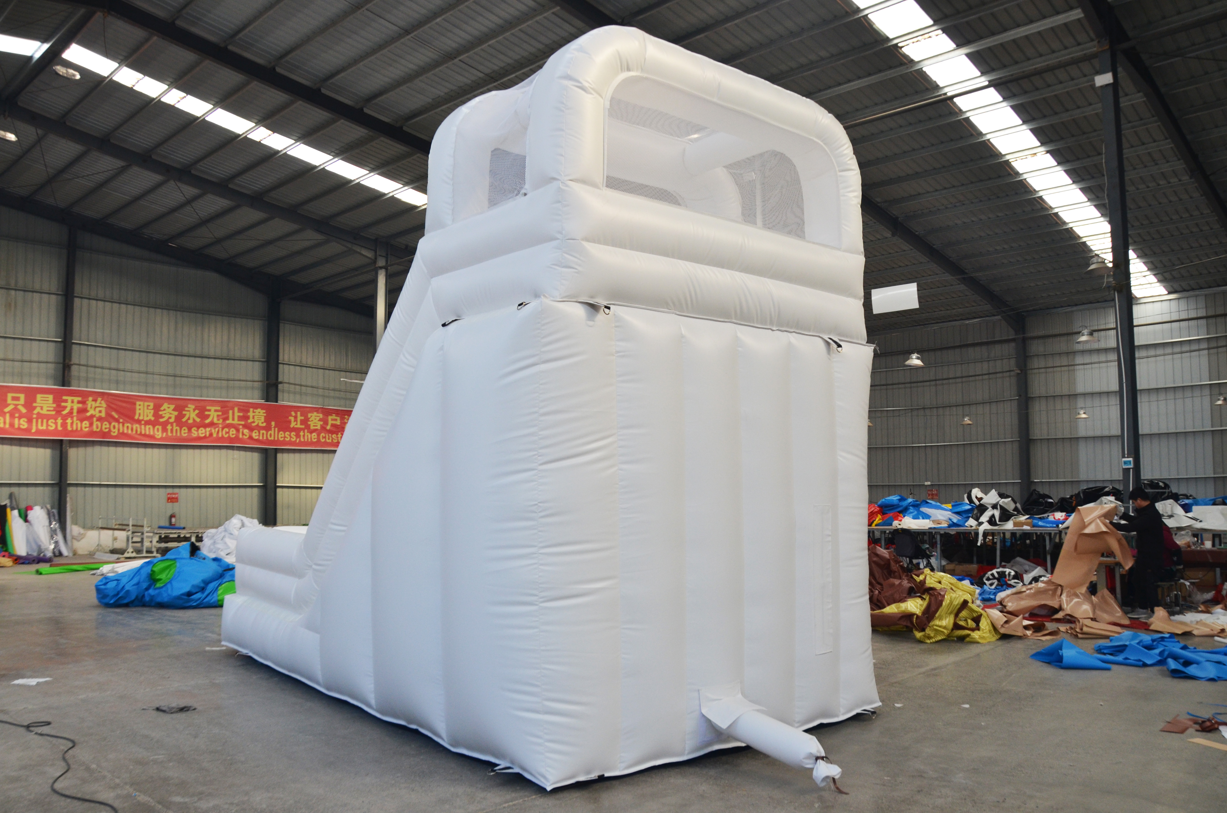 Commercial White Bounce House 13x13 Slide for Toddler and Kids Inflatable White Bouncy Castle for Wedding