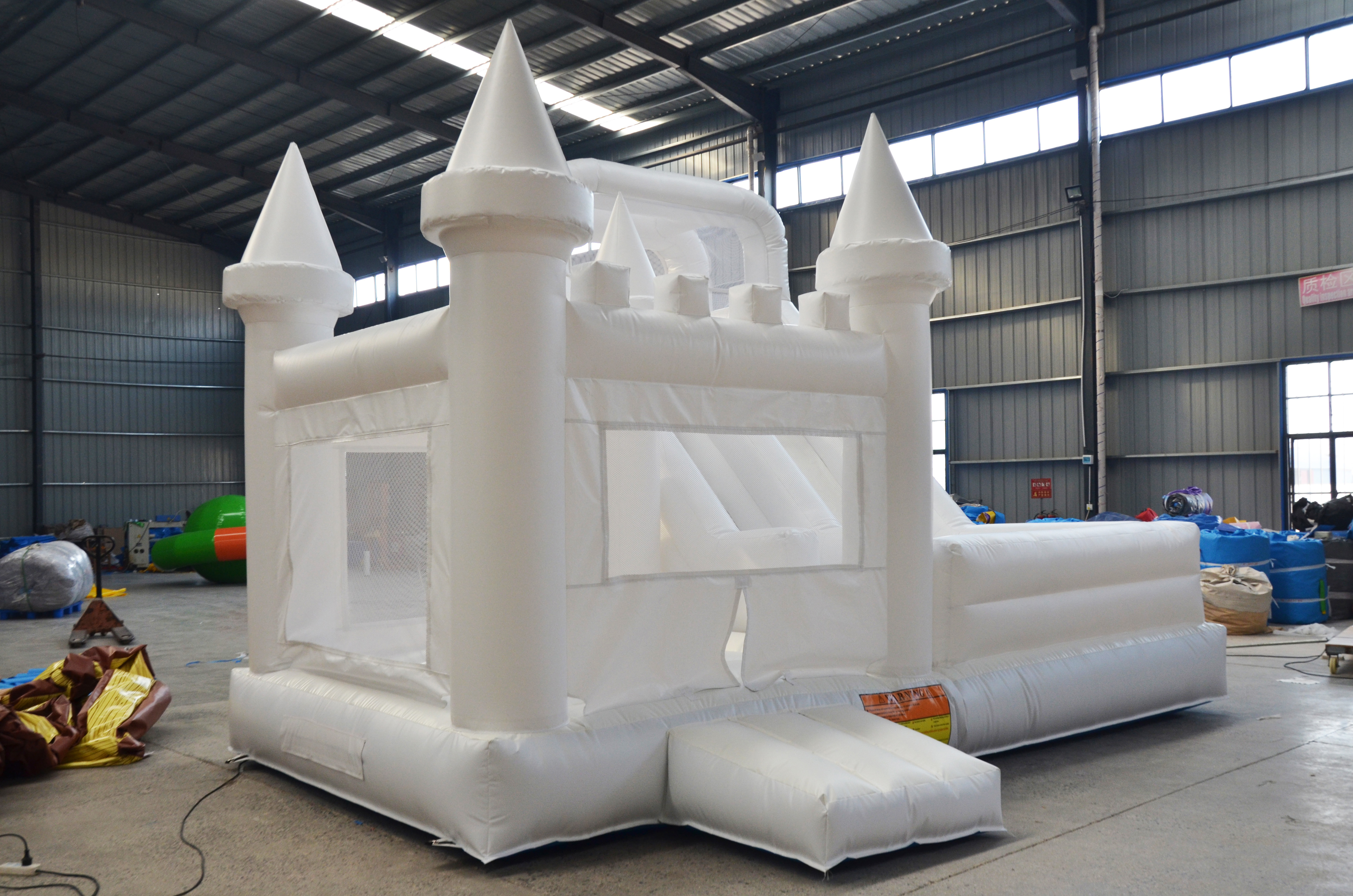 Commercial White Bounce House 13x13 Slide for Toddler and Kids Inflatable White Bouncy Castle for Wedding