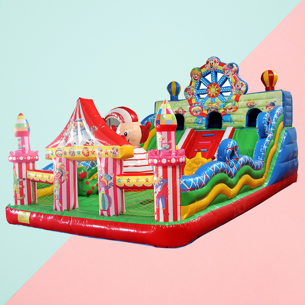 New Design Colorful Inflatable White Carousel Bounce House Moonwalk Bouncer Comercial Inflatable Castle blower