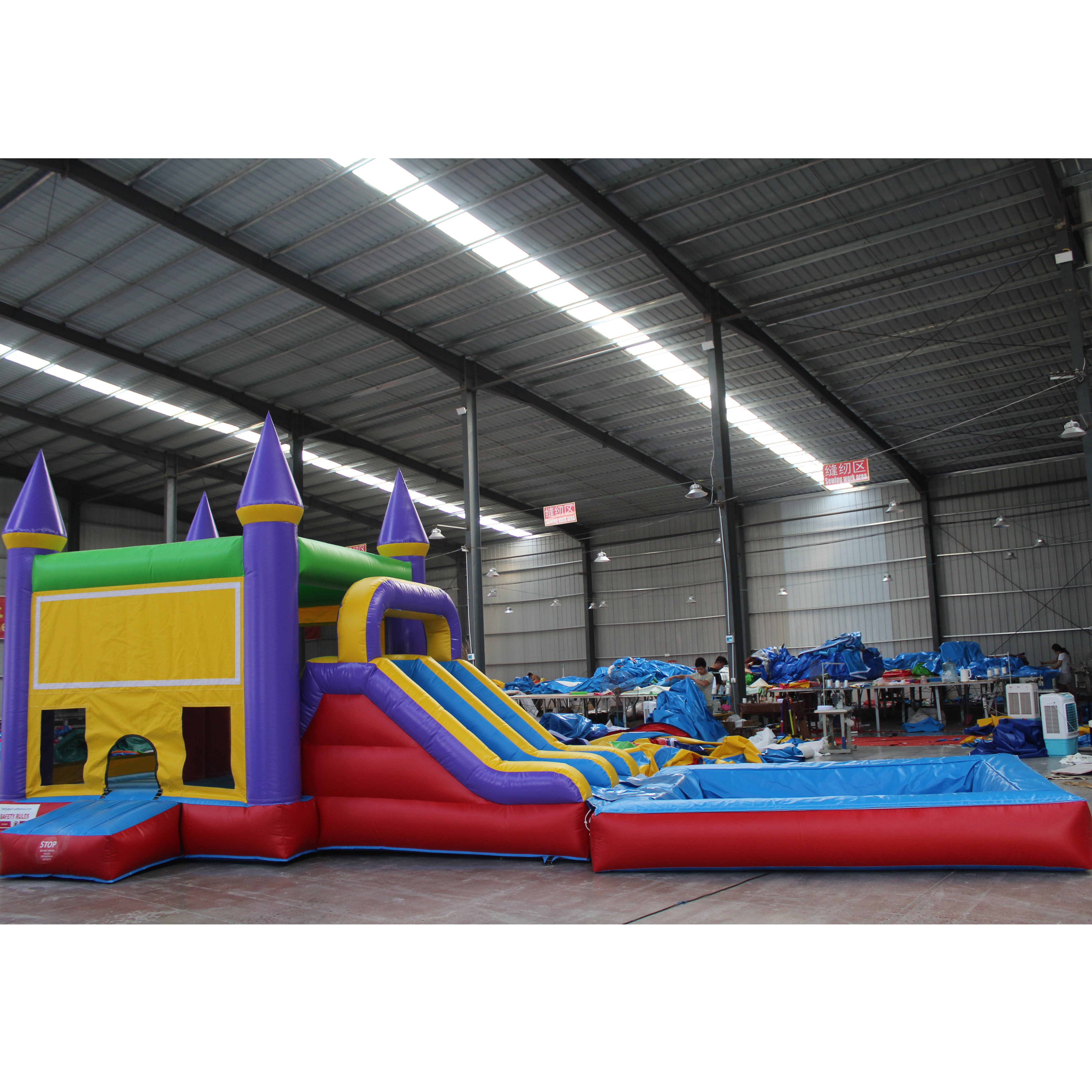 Commercial Inflatable Climbing Wall With Slide Giant Inflatable  Slide For Adult Cowboy Obstacle Course Bouncer