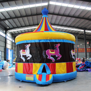 New Design Colorful Inflatable White Carousel Bounce House Moonwalk Bouncer Comercial Inflatable Castle blower