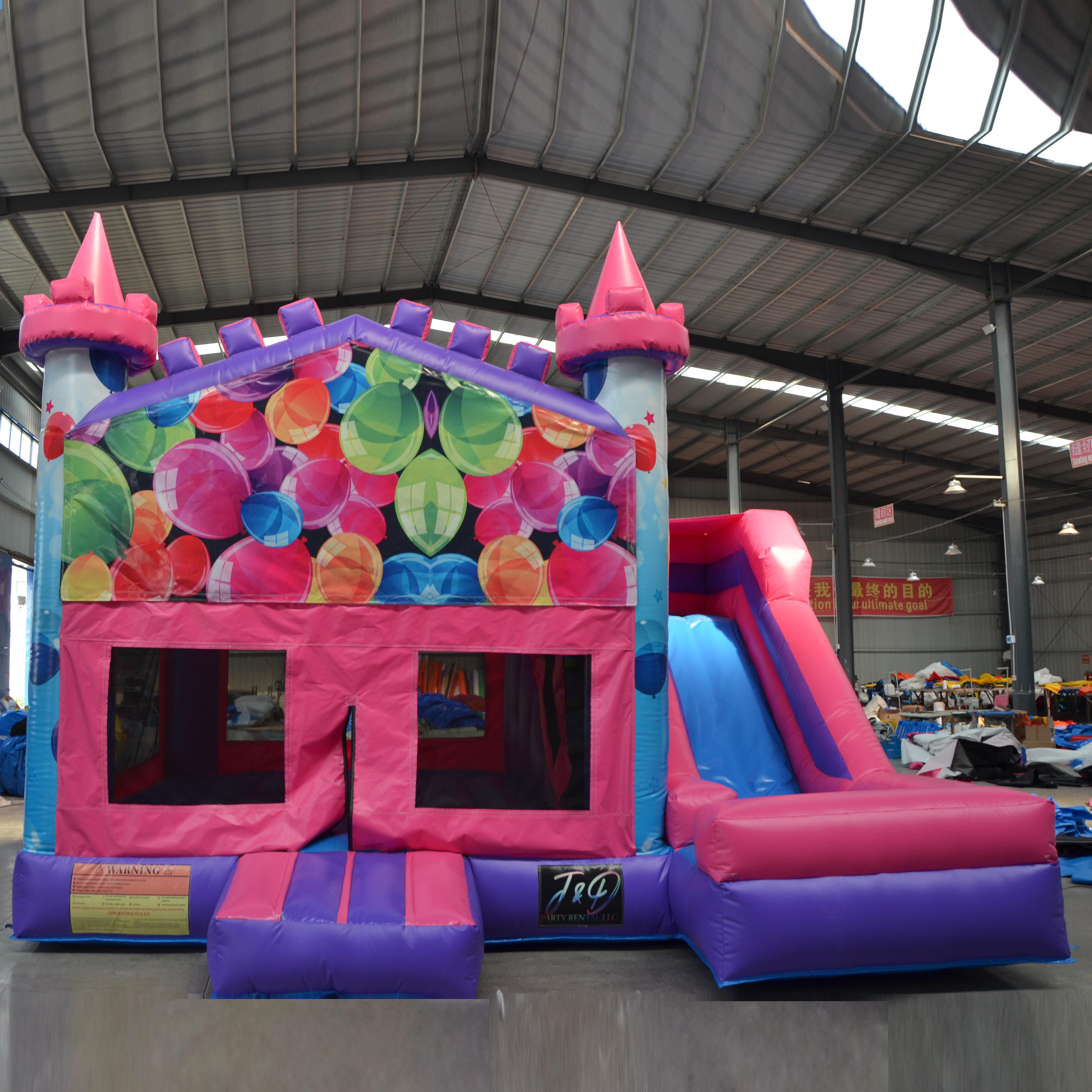 High Quality White Bouncy Castle 15ft x 15ft Inflatable Bouncing Castle Train