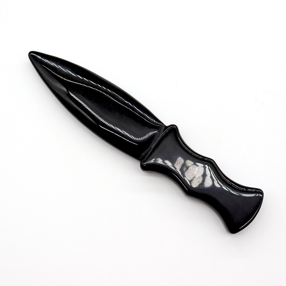 Wholesale Folk Art Obsidian Crystal Carving Dagger Knife