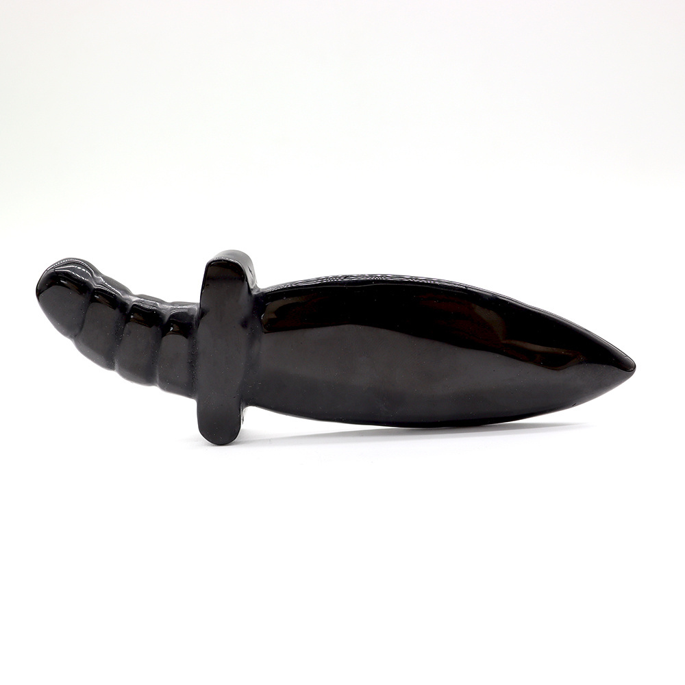 New arrival Folk Crafts Black Obsidian Crystal Carving Dagger Knife