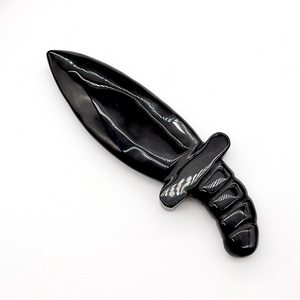 New arrival Folk Crafts Black Obsidian Crystal Carving Dagger Knife