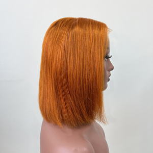 Ginger #350 Color Short Bob Wig Orange Lace Front Wigs For Black Women Brazilian Human Hair 2x6 Closure Colored Bob Wig