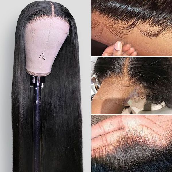 BMF Glueless Full Frontal HD Lace Wig,Cuticle Aligned Virgin Raw Indian Hair Wig,Unprocessed 100% 360 Full Lace Human Hair Wig