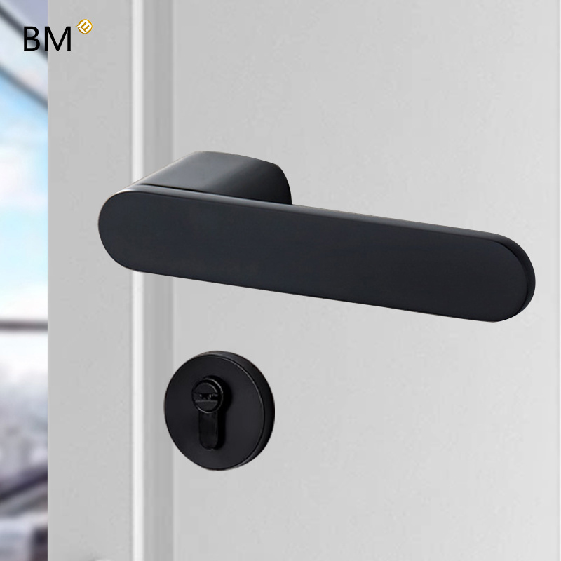 Privacy dummy passage Matt black Apartment Interior door locks rose handle with locks