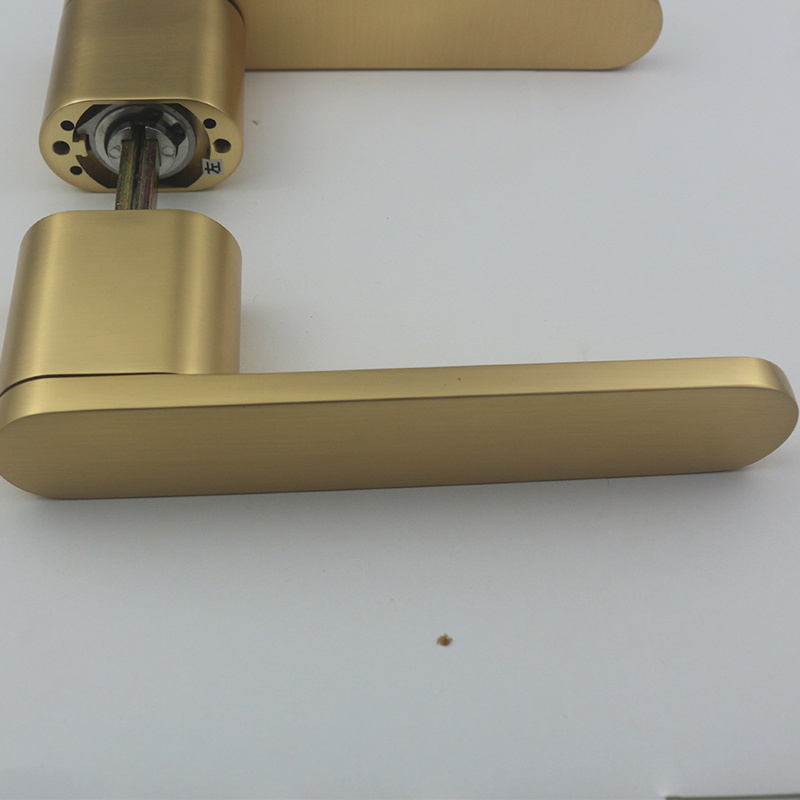 Bedroom bathroom privacy Brushed gold interior magnetic door lock with door lever handle